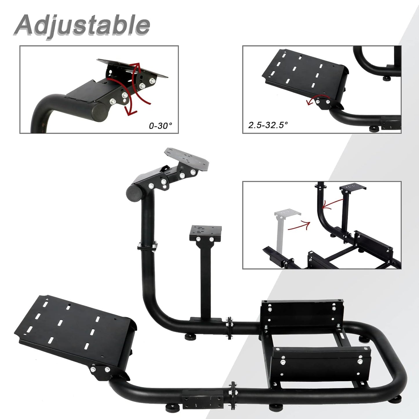 Racing Simulator Cockpit Frame Adjustable&Thick Circular Tube Fit for Logitech/Thrustmaster G29,G920,G923&T300RS Flexible Use of Legs,No Steering Wheel,Pedal,Shifter,Seat