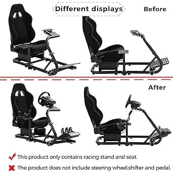 Hottoby Adjustable Racing Cockpit with Black Seat Fit for Logitech,Thrustmaster,Fanatec,G920,T500,Wheel Shifter Pedals NOT Included