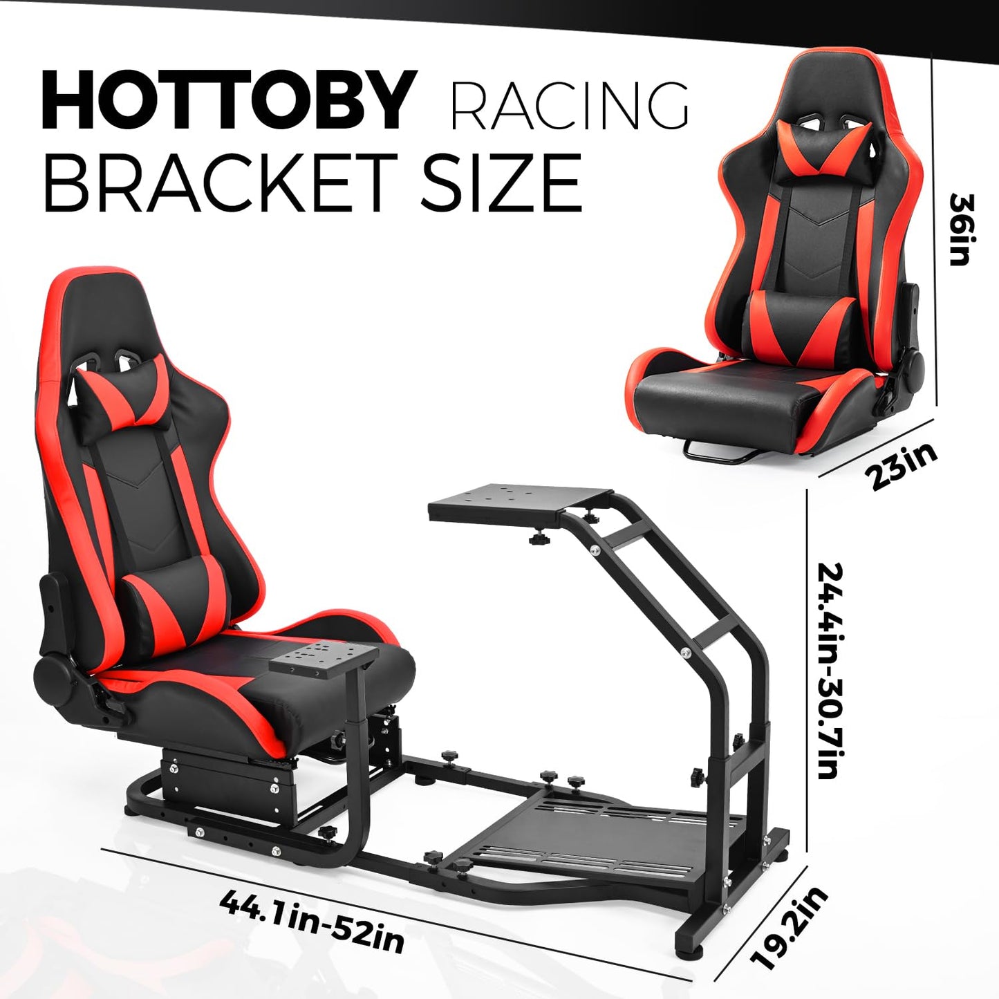 Steering Wheel Stand Racing Cockpit with Red Seat Unobstructed Design for Both Legs Fit for Logitech/Thrustmaster G29,G920,G923,G25,T300RS,T80,T150 Adjustable No Steering Wheel, Handbrake, Pedals