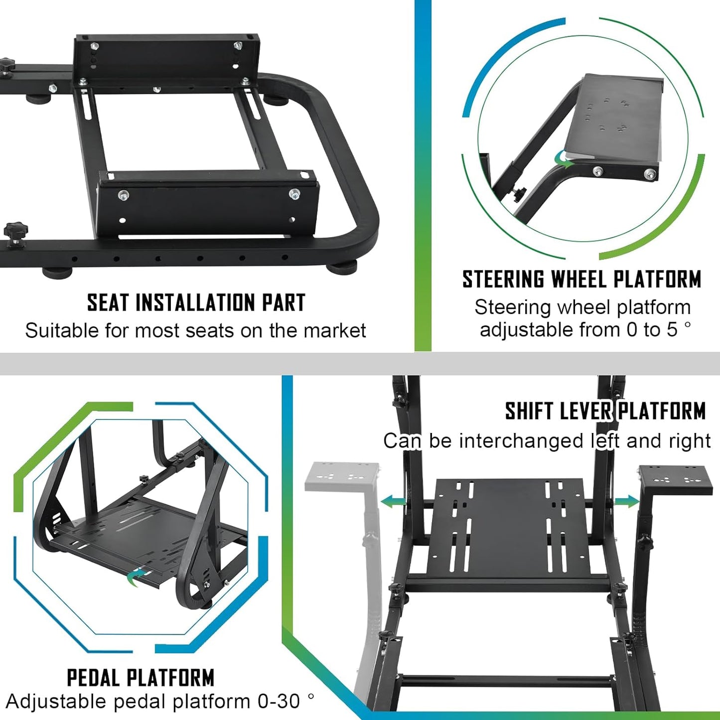 Adjustable Driving Racing Cockpit with Seat Monitor Frame Fit for Logitech/Thrustmaster/Fanatec G920 G923 G29 T80,Frame Double Arm Reinforcement,No Steering Wheel,Pedal,Handbrake,Display