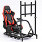 Hottoby Adjustable Racing Cockpit with TV Stand Red Seat Fit for Logitech,Thrustmaster,Fanatec,G923,G920,T500,Wheel Shifter Pedals TV NOT Included