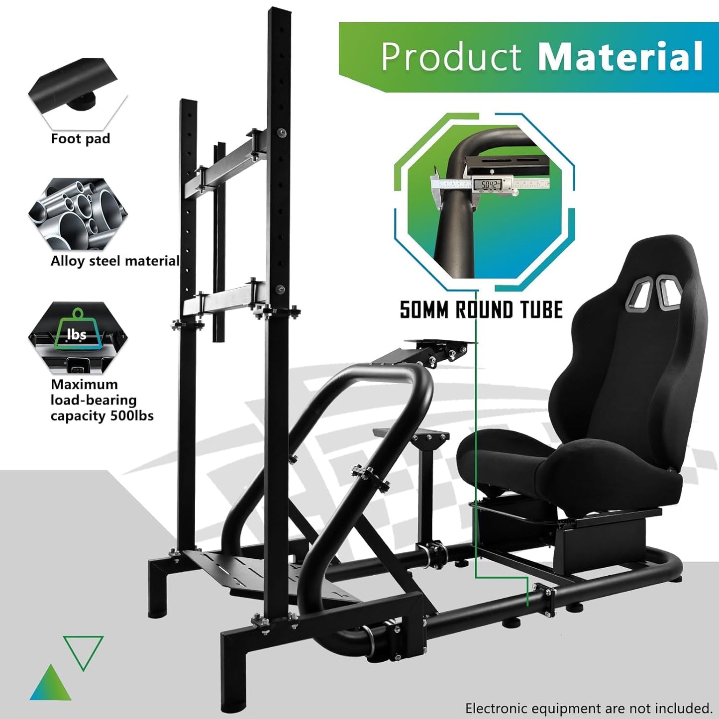 Racing Simulator Cockpit with TV Stand&Seat Adjustable Fit for Logitech I Thrustmaster I FANATEC G920,Double Arm Triangle Support,Shifter Platform Upgrade,No Wheel Pedal TV Handbrake