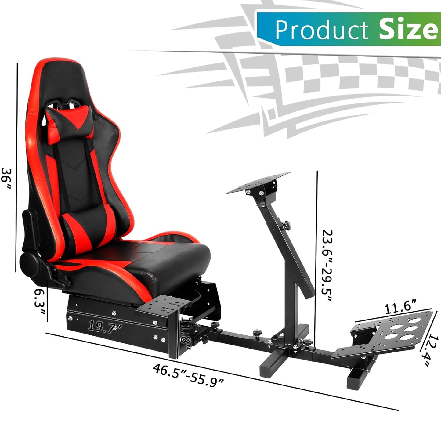 Racing Simulator Cockpit with Red Seat Multi-level Adjustment Fit for Logitech/Thrustmaster/Fanatec G29,G920,G923&T300RS&CSL-DD One-Piece Cockpit,Wheel,Handbrake and Pedals Not Included Brand: Generic