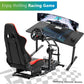 Steering Wheel Stand Racing Cockpit with Red Seat Unobstructed Design for Both Legs Fit for Logitech/Thrustmaster G29,G920,G923,G25,T300RS,T80,T150 Adjustable No Steering Wheel, Handbrake, Pedals