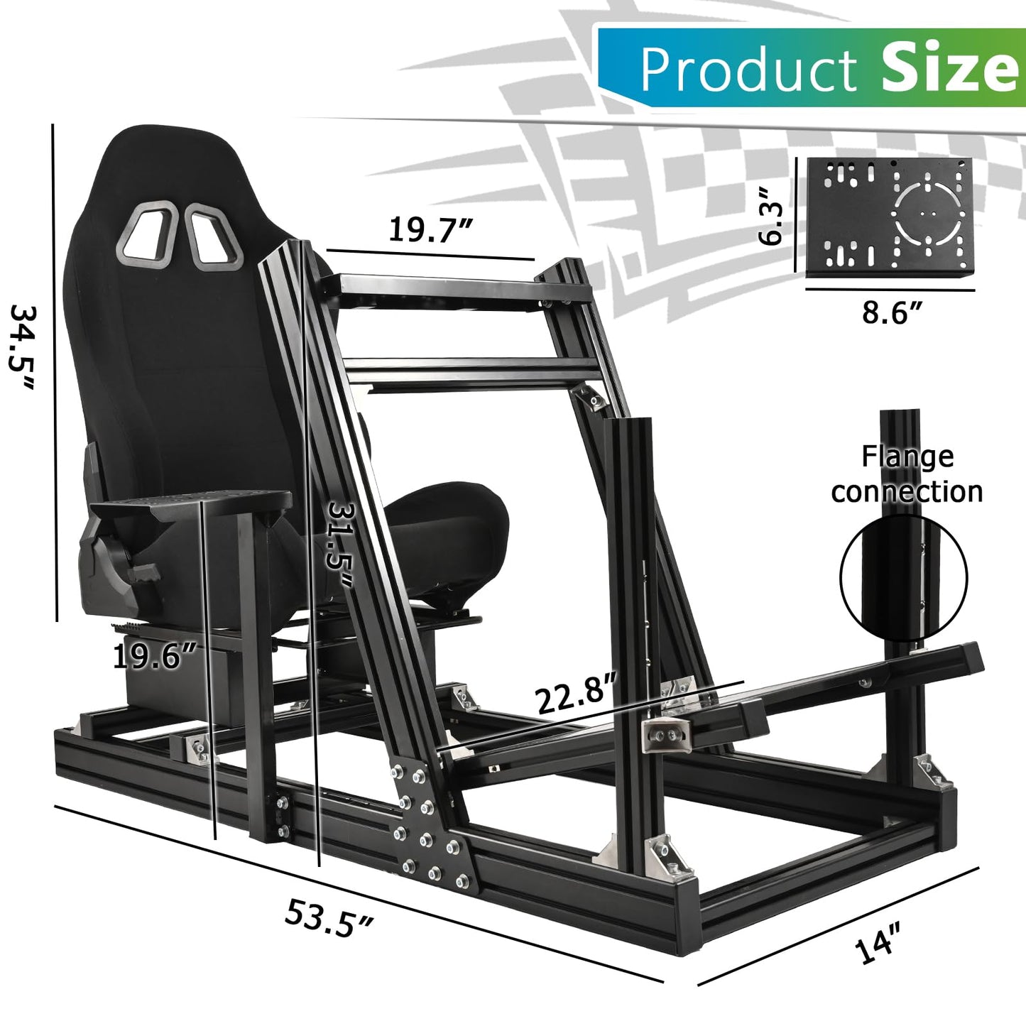 F1 Racing Simulaor Cockpit Aluminum Profile Truck Simulator with BlackSeat Fit for Logitech/Thrustmaster/Fanatec/Moza G920,G923 Professional&Expandability,No Handbrake,Pedals,Steering Wheel