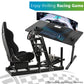 F1 Racing Simulaor Cockpit Aluminum Profile Truck Simulator with BlackSeat Fit for Logitech/Thrustmaster/Fanatec/Moza G920,G923 Professional&Expandability,No Handbrake,Pedals,Steering Wheel